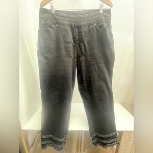 Slimsation By Multiples Frayed Hem Black Ankle Jeans